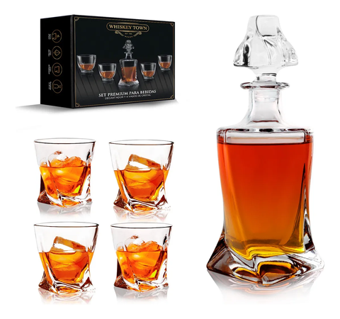 Decantador de whisky con 4 vasos